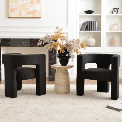 Brodee 28" Wide Boucle Upholstered Square Armchair (Set of 2) | Wayfair North America