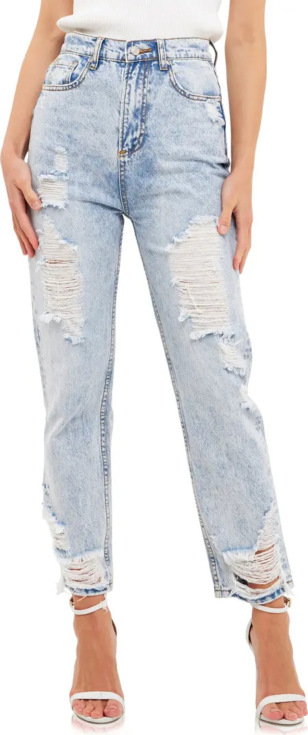 Ripped Straight Leg Nonstretch Jeans | Nordstrom