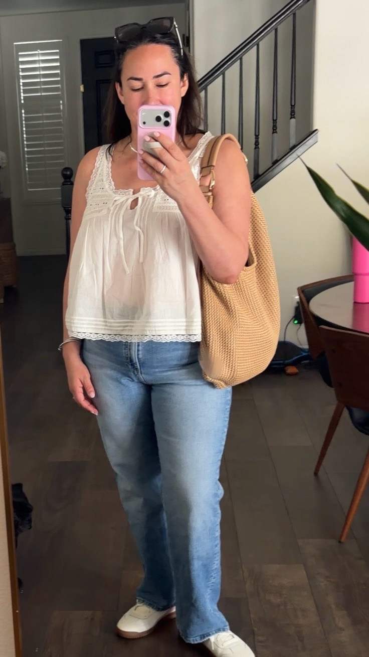 Here’s the outfit for the day! We’re going with a high-low mix, which means I’ve paired more expensive pieces, like this bag, with affordable pieces like my top and jewelry.

#LTKootd #LTKU #LTKMidsize