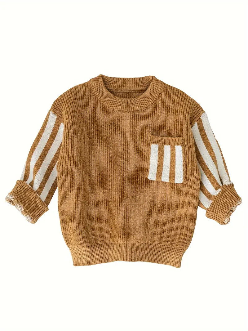 Cozy Striped Knitted Sweater - Soft and Snug, Warmth for Cold Winter Days, Classic Knitted Design... | Temu Affiliate Program