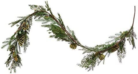 Creative Co-Op 72" L Pine w/Green Flocked Pinecones Garlands, Multi | Amazon (US)