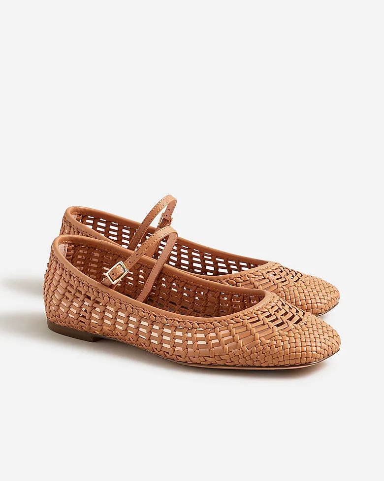 Quinn woven ballet flats in leather | J.Crew US