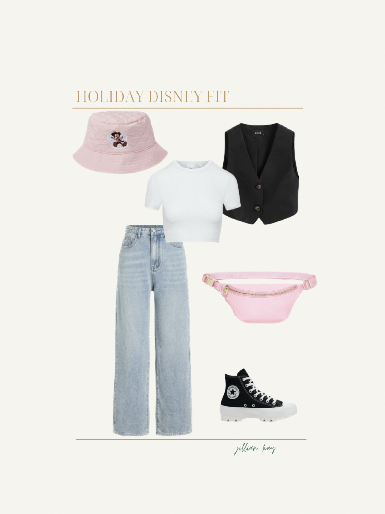 Holiday Disney Outfit Inspo 🩷

Minnie Mouse Bucket Hat: Shop Disney
Cropped Baby Tee: Aritzia
Jeans: CottonOn 
Vest: Garage Clothing
Shoes: Converse
Fanny Pack: Stoney Clover Lane

Ig: @jkyinthesky & @jillianybarra

#disneyland #disney #disneystyle #disneylifestyle #disneyaesthetic #disneyootd #disneyoutfit #disneyoutfits #disneyvibes #disneyoutfitinspo #thatdisneygirl #itgirl #itgirlstyle #disneyitgirlstyle 

#LTKstyletip #LTKHoliday #LTKSeasonal
