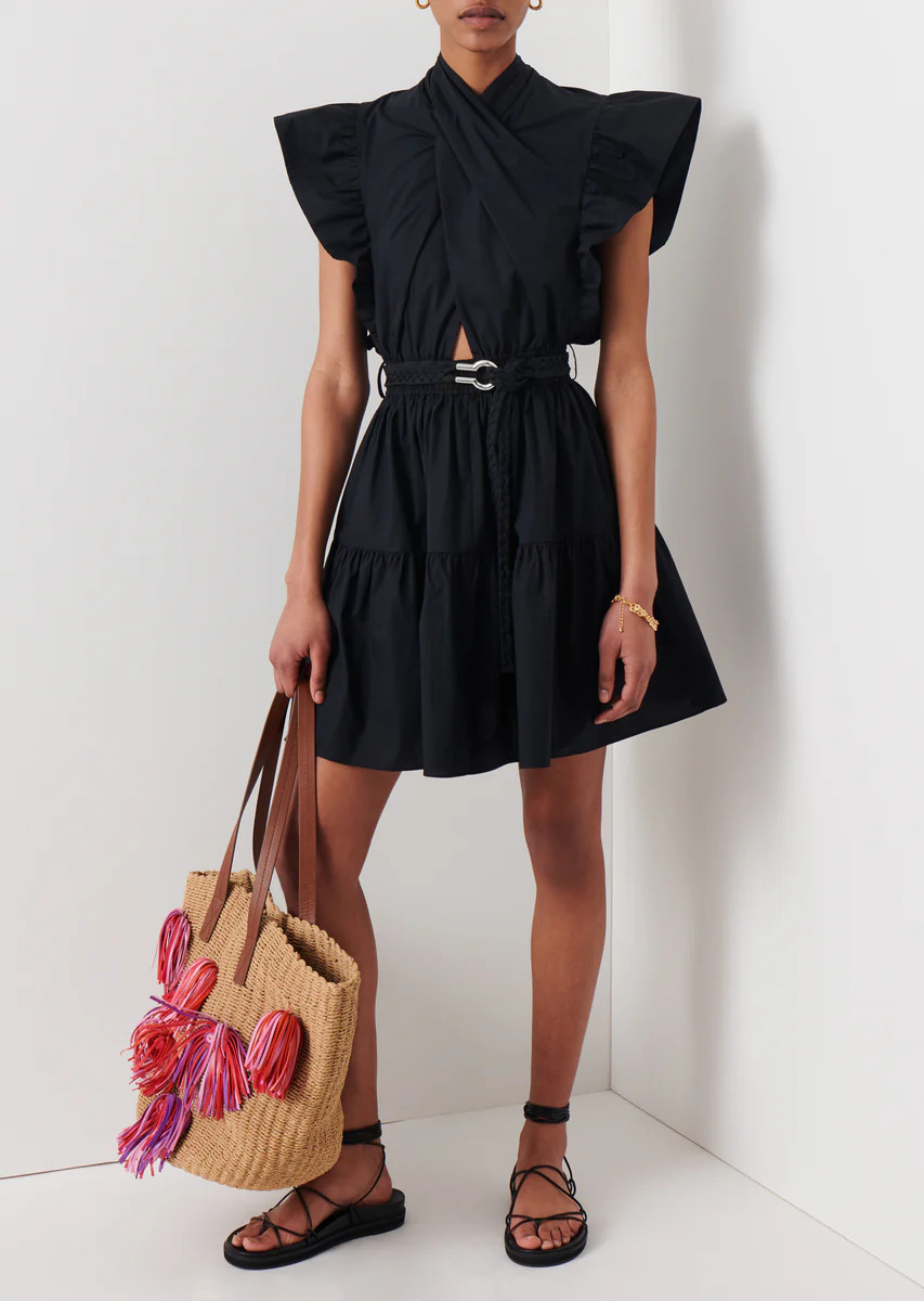 Finn Ruffle Wrap Dress - Black | Derek Lam