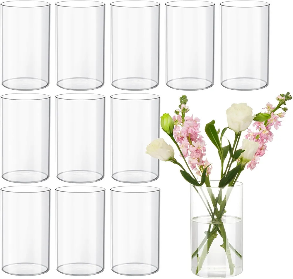 Devilfire 12Pcs Glass Cylinder vases for Centerpieces, 6 Inches Tall Flower Vases Wedding Decorat... | Amazon (US)
