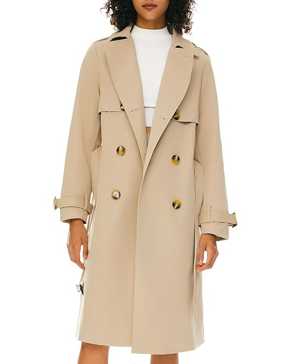 Orolay Women's 3/4 Length Double Breasted Trench Coat Lapel Jacket with Belt | Amazon (US)