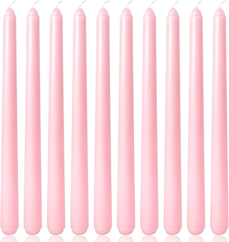 10 Inch Baby-Pink Taper Candles for Home Decoration, 10 Pack Unscented Candlesticks for Dinner We... | Amazon (US)