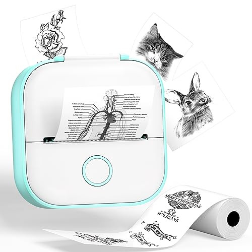 Phomemo Print Pod Sticker Printer- T02 Mini Printer Sticker Maker Inkless Printer Portable Bluetooth Thermal Pocket Photo Printer for Study Notes, Stickers, Photos, DIY, Green | Amazon (US)