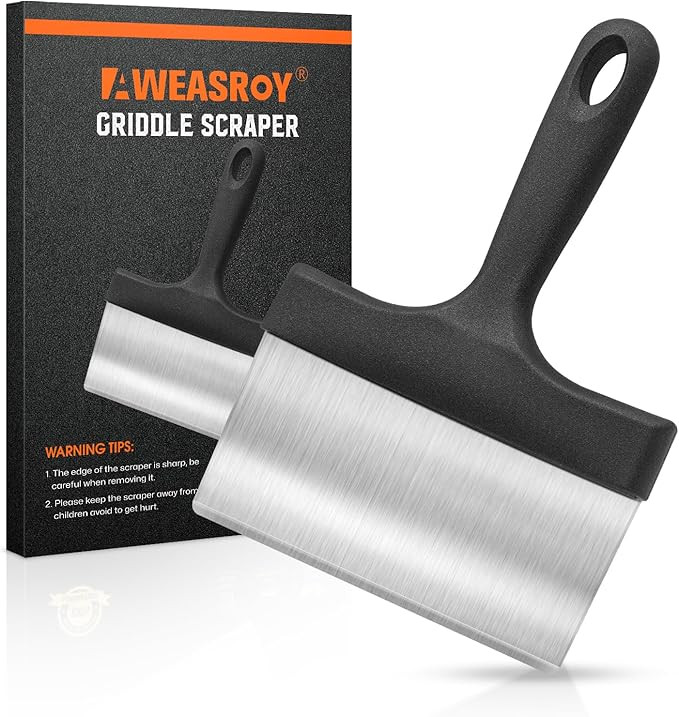 Heavy Duty Grill Scraper Stainless Steel Griddle Scraper with 5" Handle,Sturdy Food Scraper Tool ... | Amazon (US)
