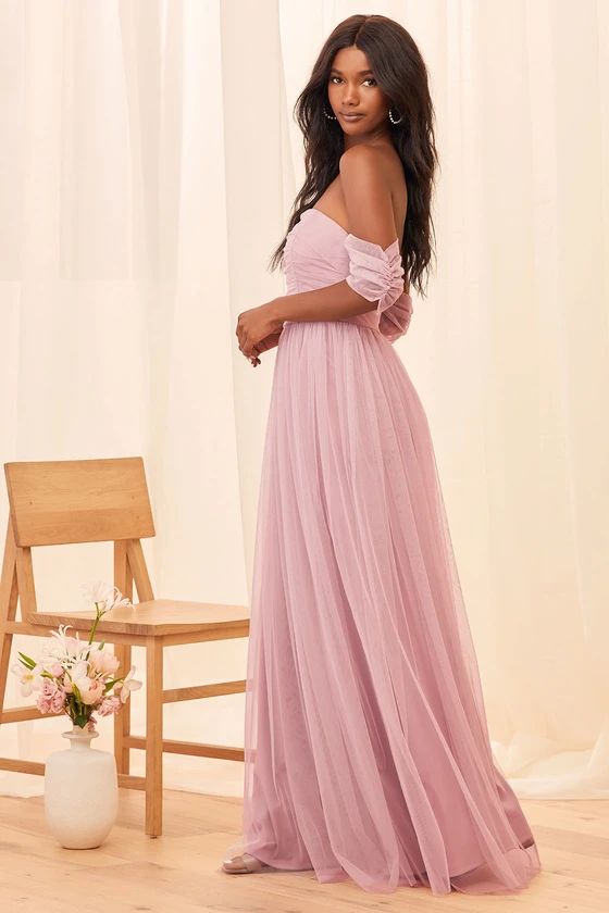 Moment Like This Lavender Tulle Off-the-Shoulder Maxi Dress | Lulus (US)