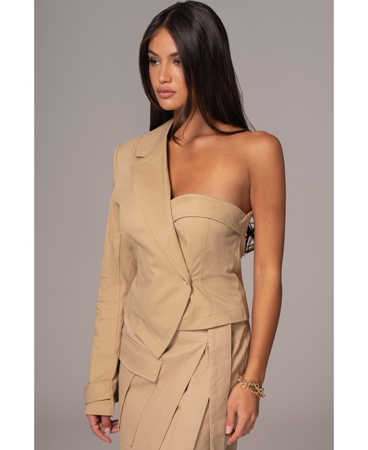 Jluxlabel Women's Amal One Shoulder Top - Khaki | Macy's