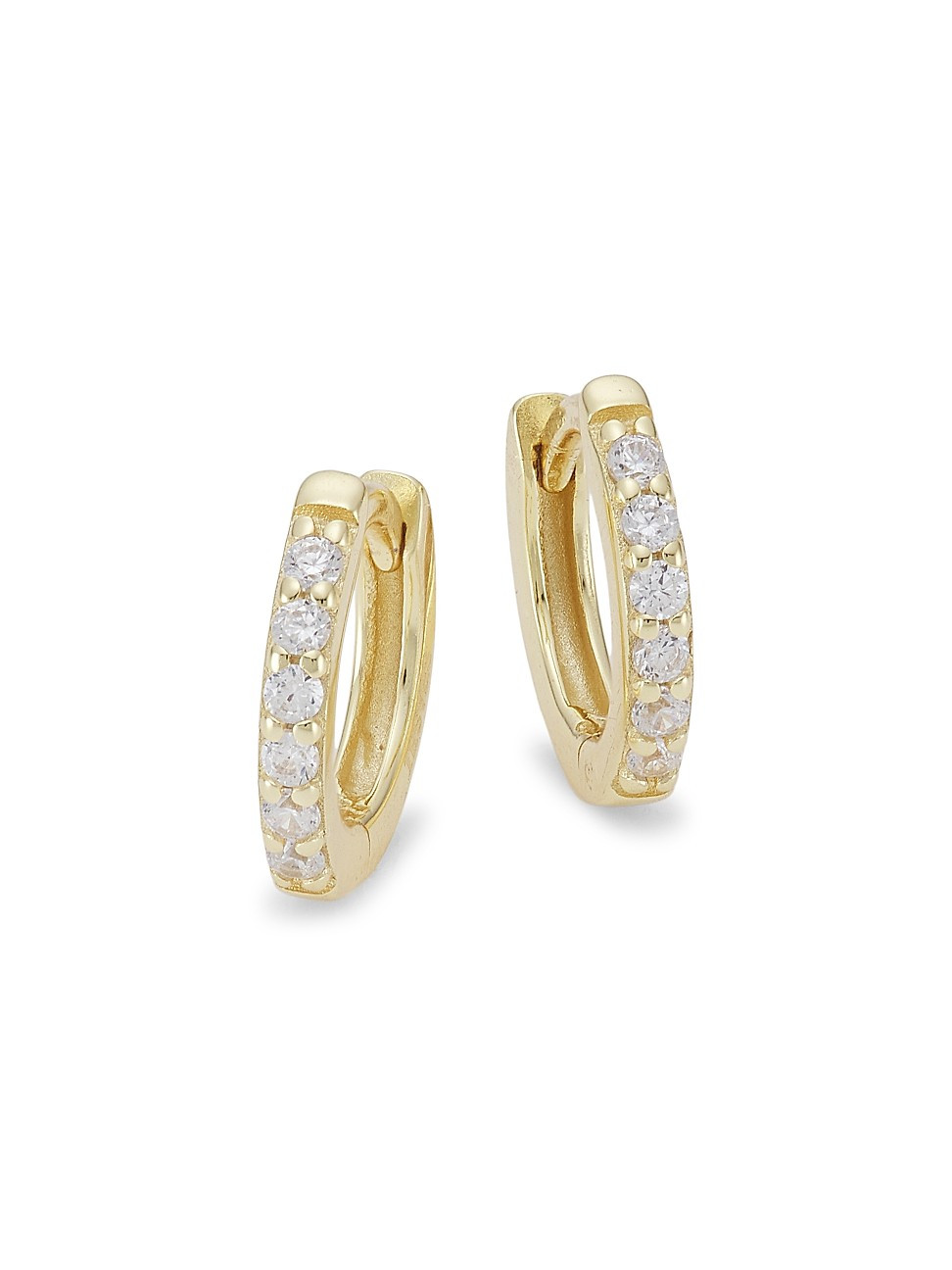 Shashi Katerina 18K Goldplated Cubic Zirconia Pav Huggie Hoop Earrings | Saks Fifth Avenue