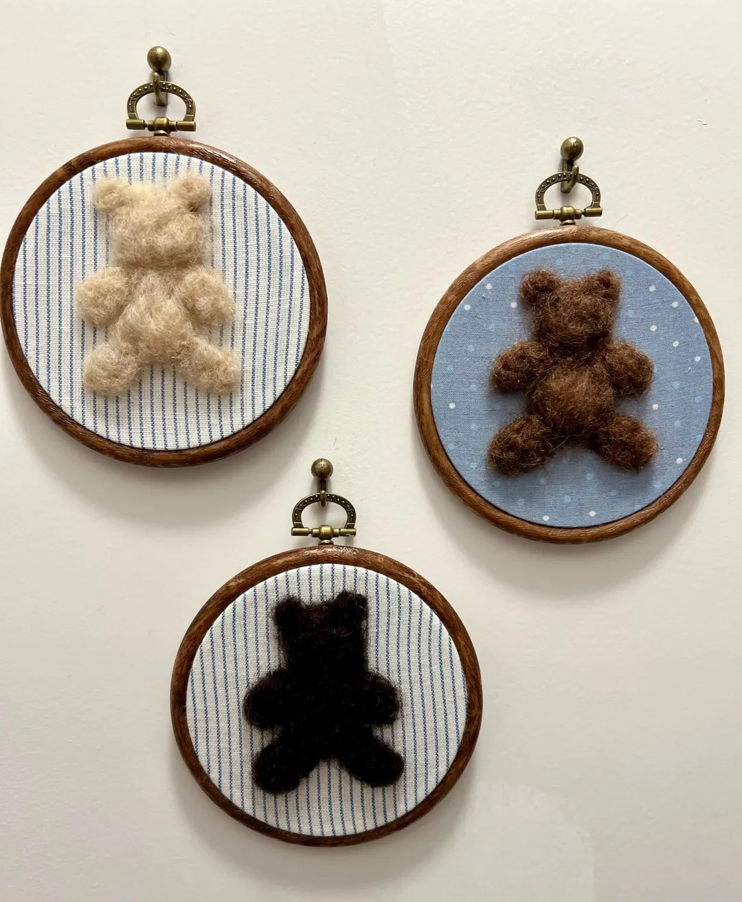 Vintage Inspired Felted Teddy Bear- Blue Background, Nursery Decor Baby Room Toddler Room Handmad... | Etsy (US)