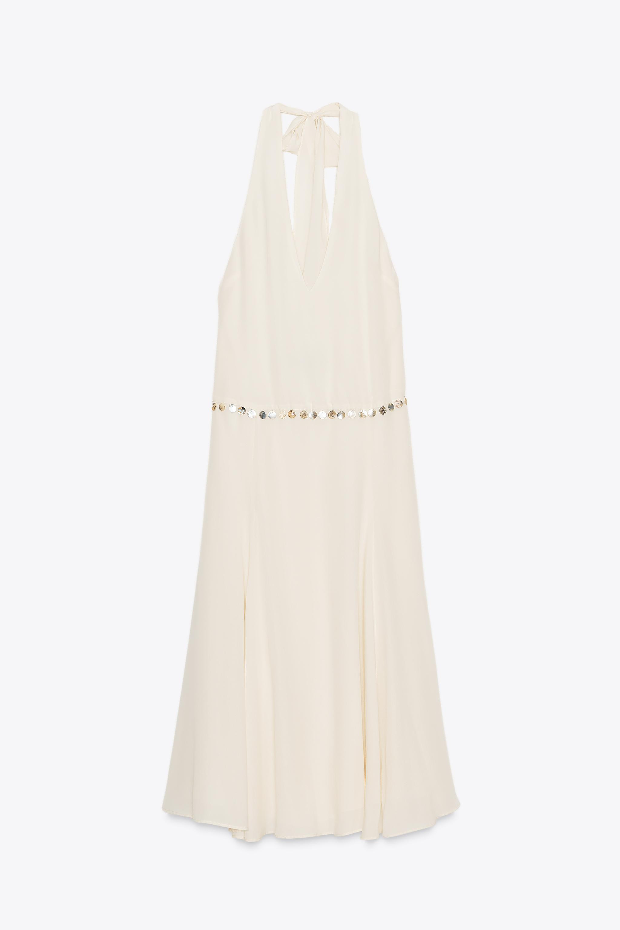 BEADED HALTER MIDI DRESS | Zara US
