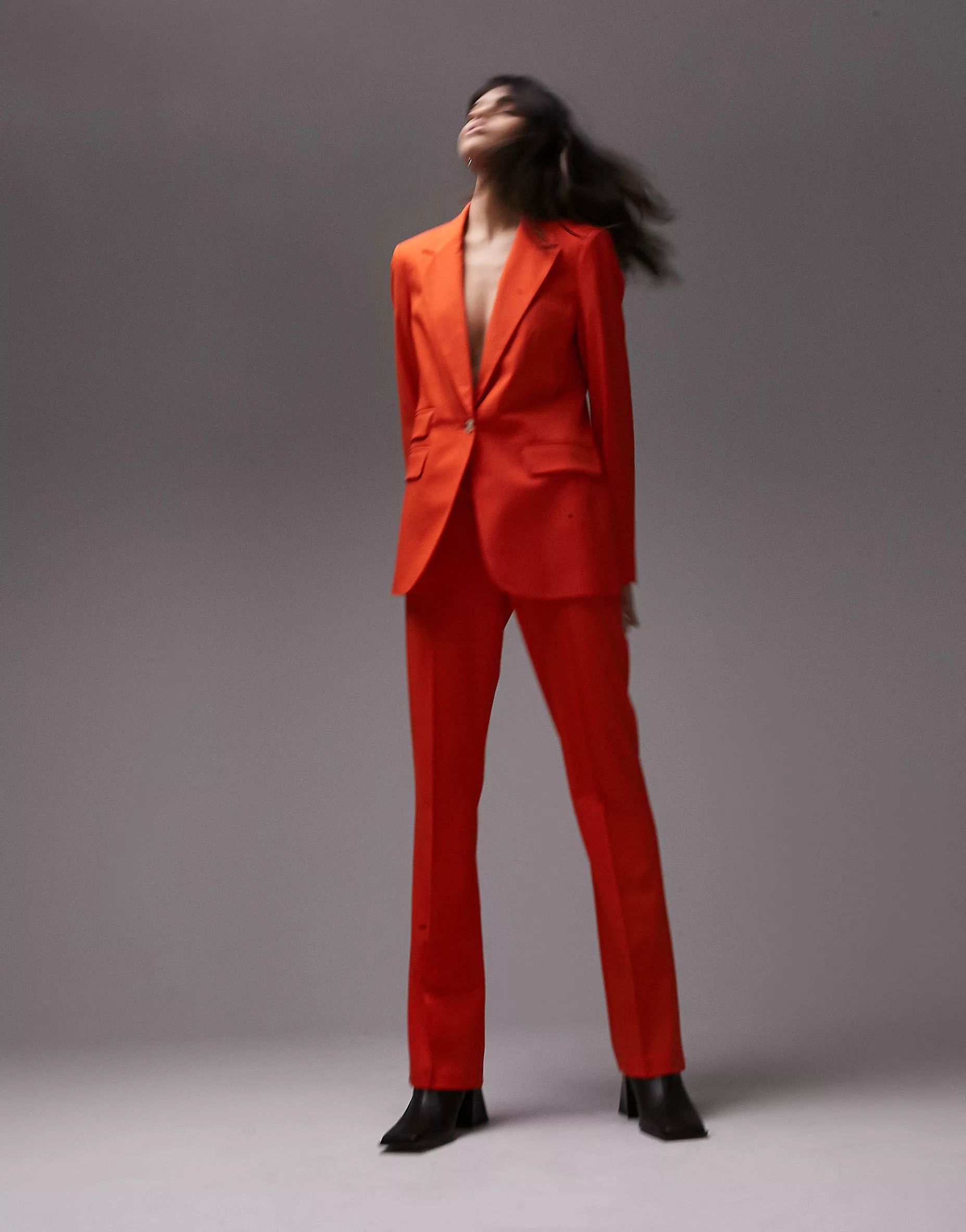 Topshop feminine high waisted split back pants in red - part of a set | ASOS (Global)