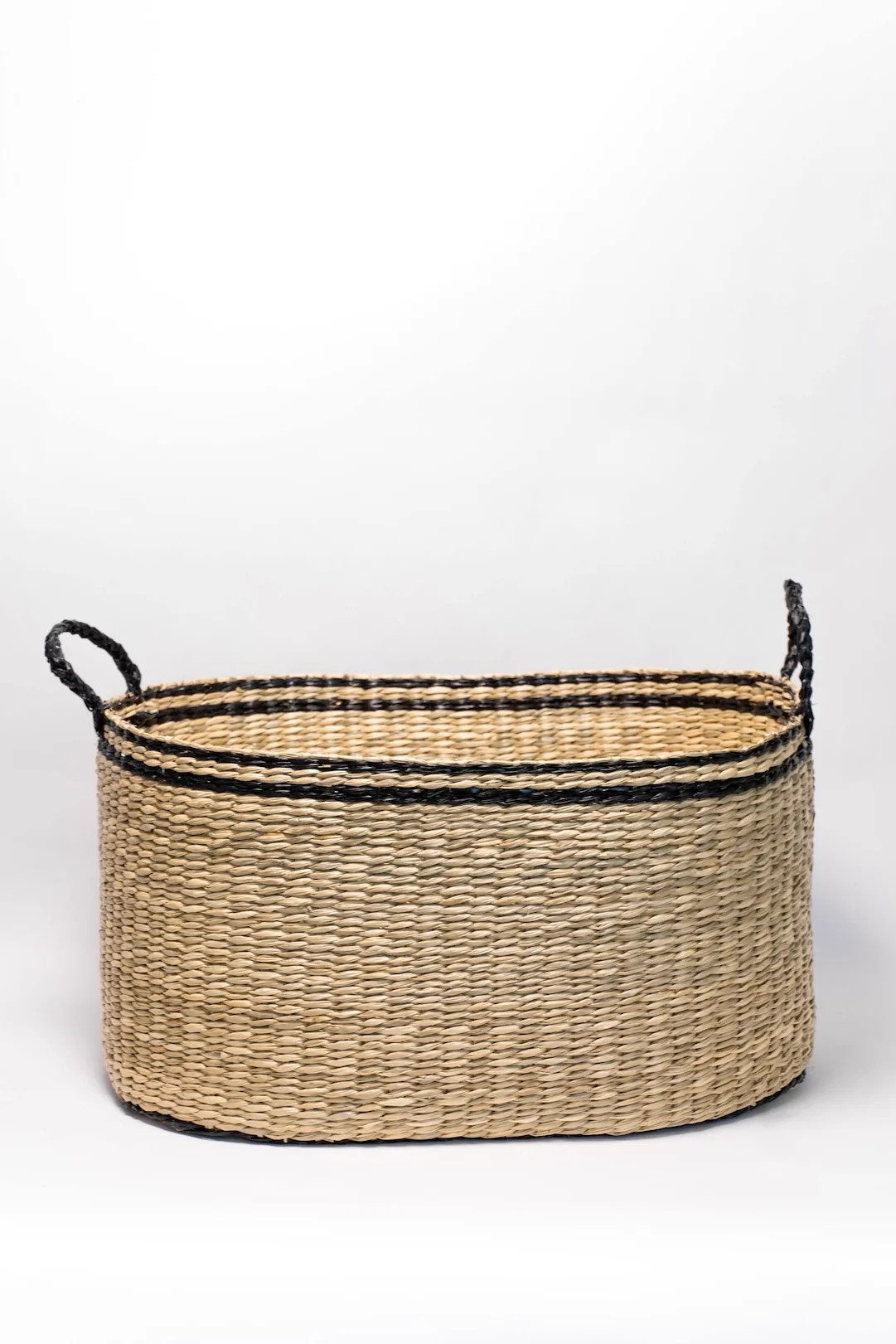 Oval Seagrass Basket with Black Trim - 2 Sizes | THELIFESTYLEDCO