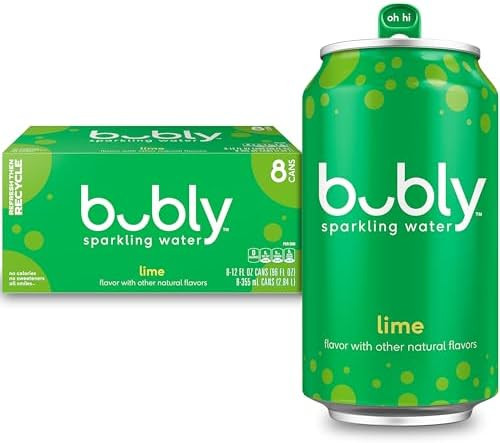 Bubly Sparkling Water, Lime, Zero Sugar & Zero Calories, Seltzer Water,12 Fl Oz Cans (Pack of 8) | Amazon (US)