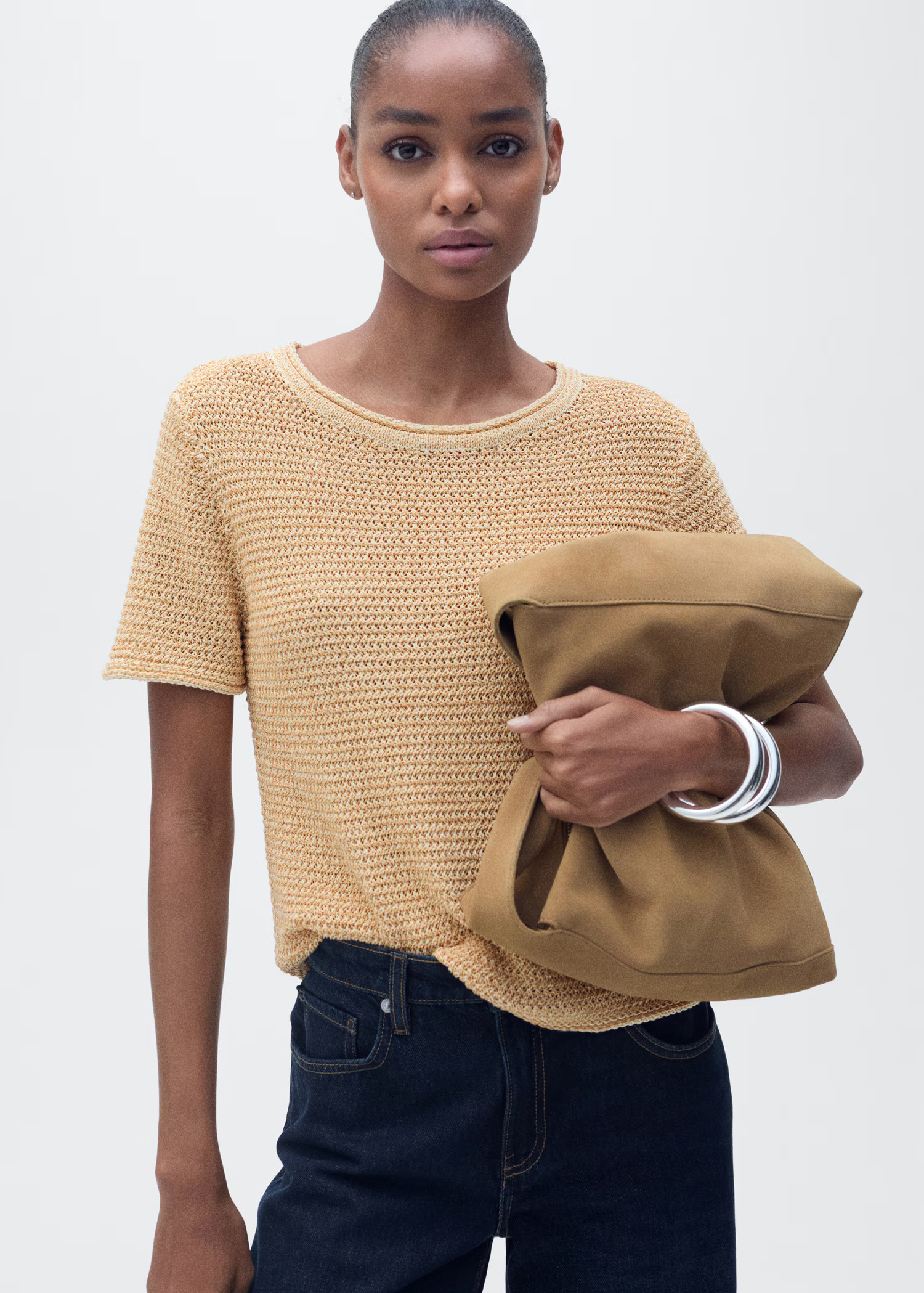 Short-sleeved chunky-knit sweater - Women | MANGO USA | Mango (US/MX/AU)