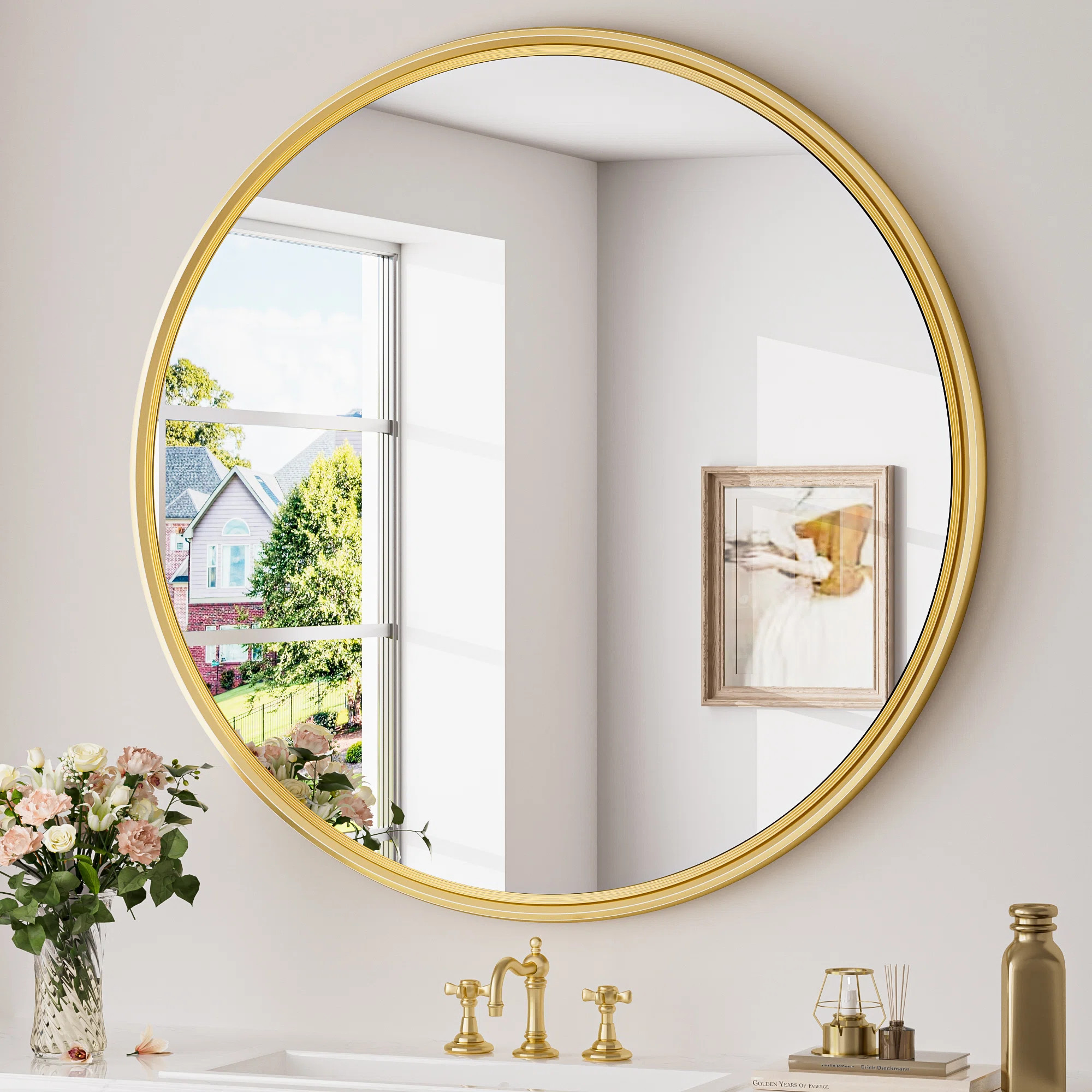 Evangelista Aluminum Alloy Framed Mirror, Round Wall Mounted Mirror, Decorative Mirror for Entryw... | Wayfair North America