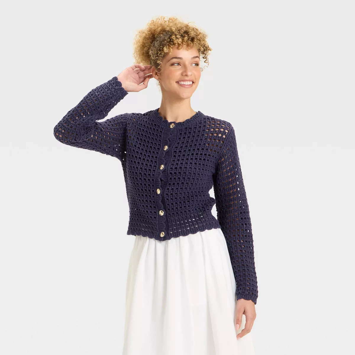 Women's Crochet Button-Front Cardigan - A New Day™ | Target