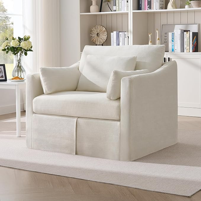 ONBRILL Oversized Accent Chair, 42 Inch Wide Slipcovered Sofa Chair with 3 Throw Pillows, Comfy R... | Amazon (US)