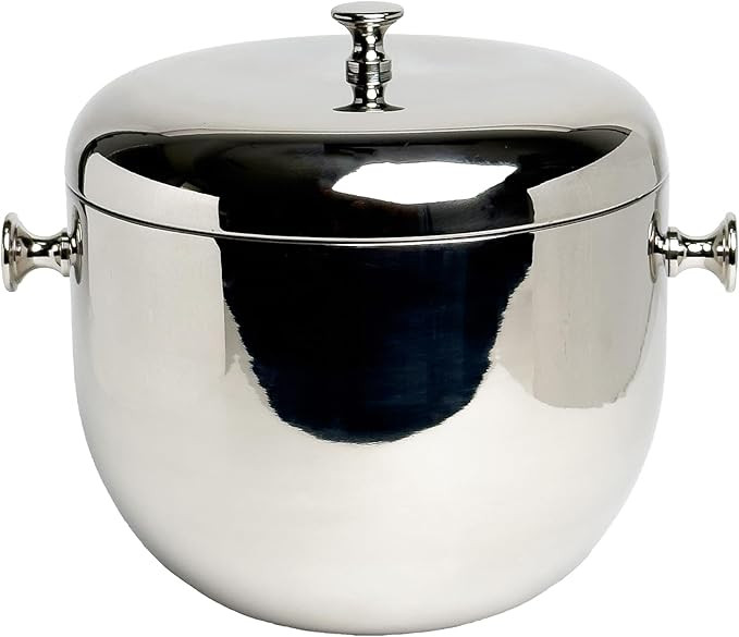 Beverage Ice Bucket Tub With Lid for Wine Cocktails or Beer 7 x 8 Inch Aluminum Polished Silver | Amazon (US)