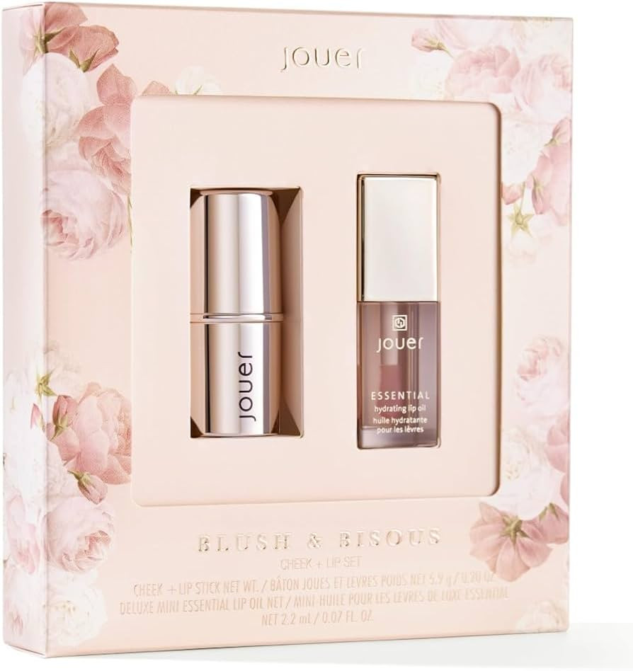 Jouer Blush & Bisous Cheek & Lip Set - Cream Blush - Moisturizing Dry Lip Serum - Clear Lip Oil | Amazon (US)