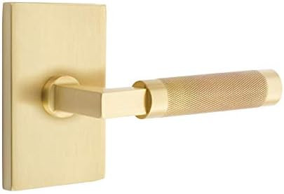 Emtek Select Privacy, Modern Rectangular Rosette, L-Square Stem, Knurled Lever, Satin Brass, RH | Amazon (US)