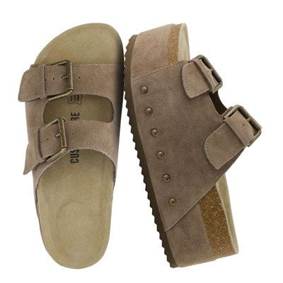 CUSHIONAIRE Guru Platform Sandals Women Footwear – Comfortable Genuine Leather Footbed Studded Chunky Slide Summer Sandals, Taupe 8.5W | Target