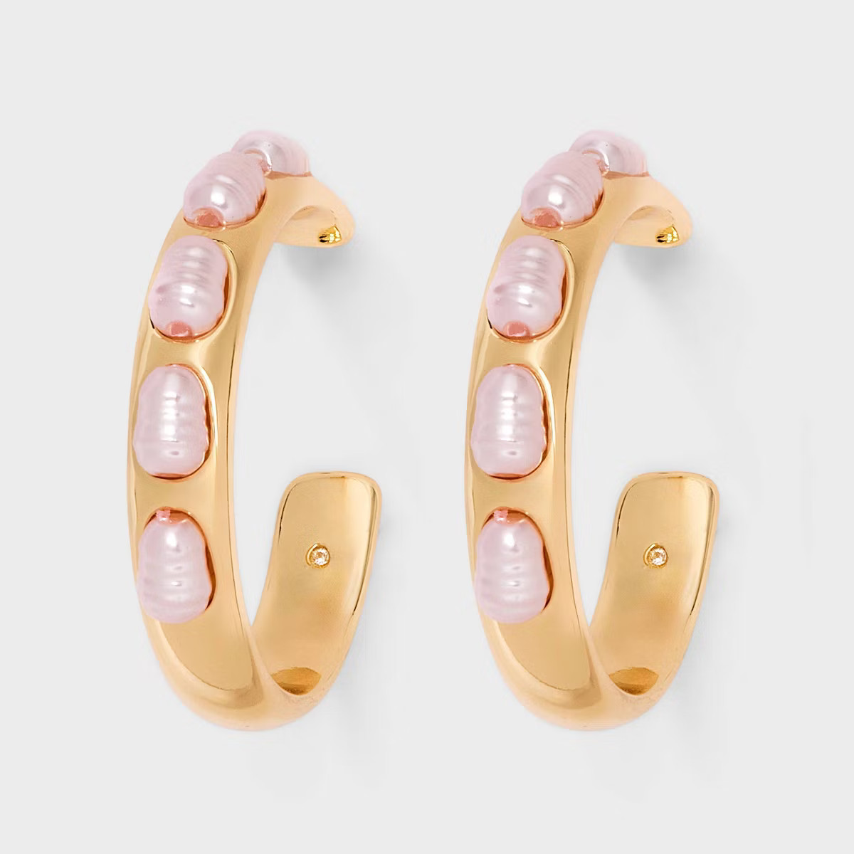 Pearl Inlay Hoop Earrings - A New Day™ Pink/Gold | Target