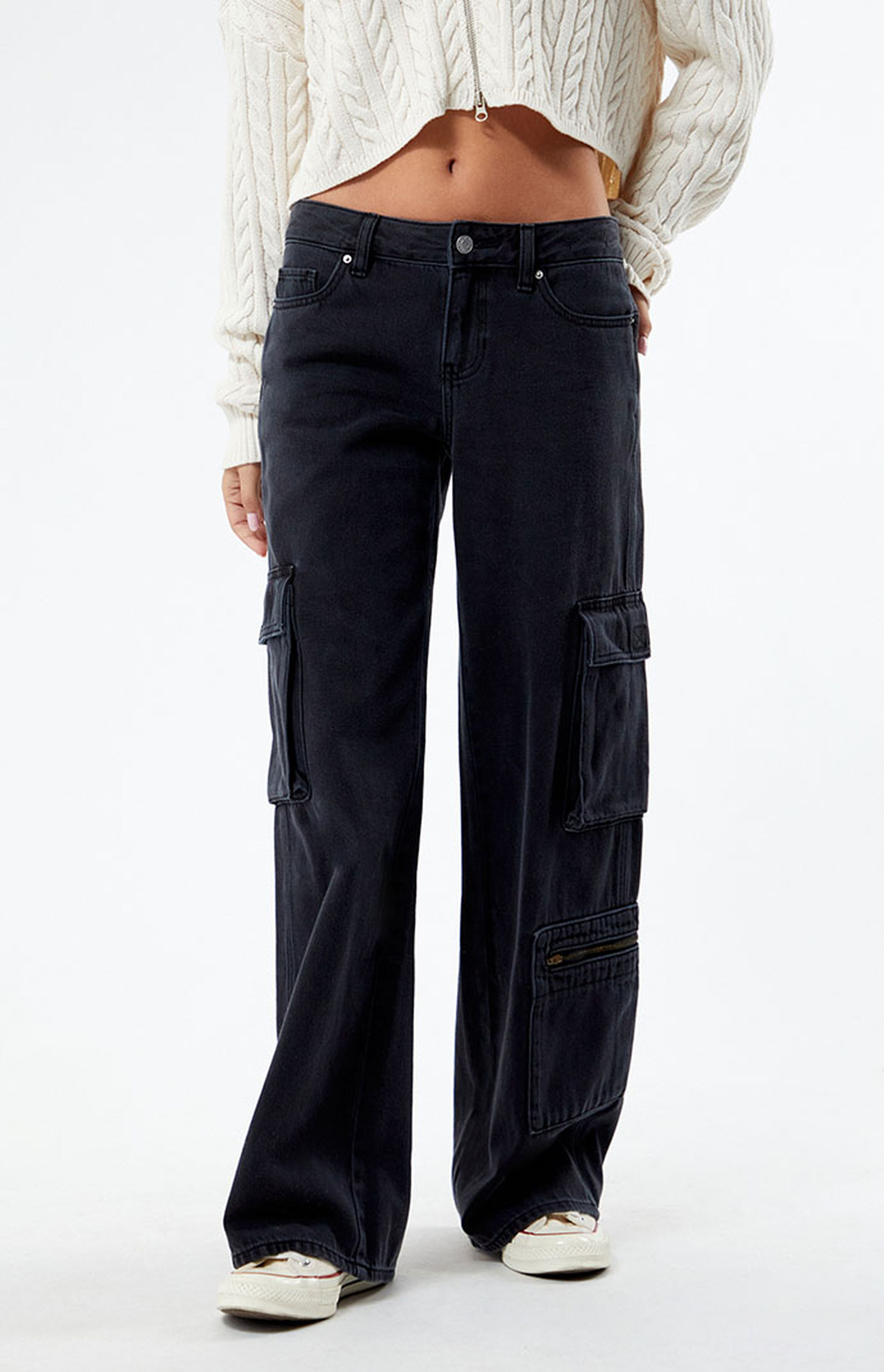 PacSun Black Low Rise Baggy Cargo Jeans | PacSun