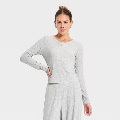 Women's Modal Ribbed Henley Long Sleeve Top - All In Motion™ | Target