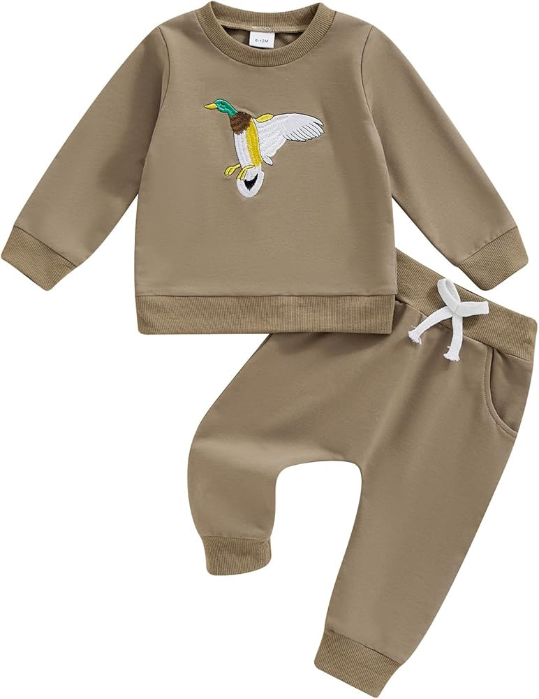 Toddler Boy Hunting Outfit Mallard Duck Long Sleeve Sweatshirt Top Casual Pants Set Baby Duck Hun... | Amazon (US)