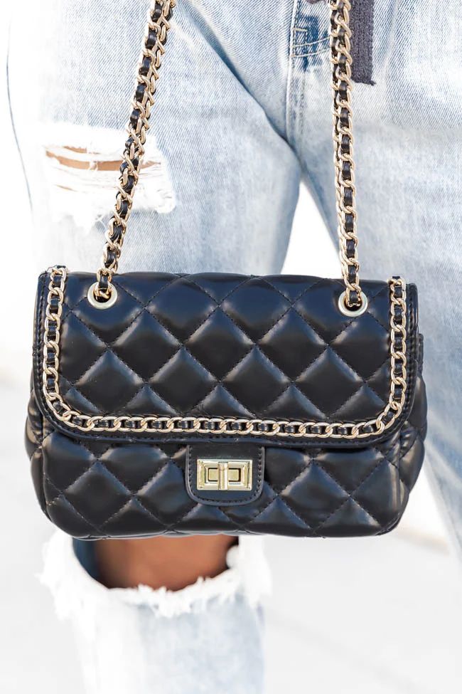 Rude Awakening Black Quilted Crossbody Purse | Pink Lily