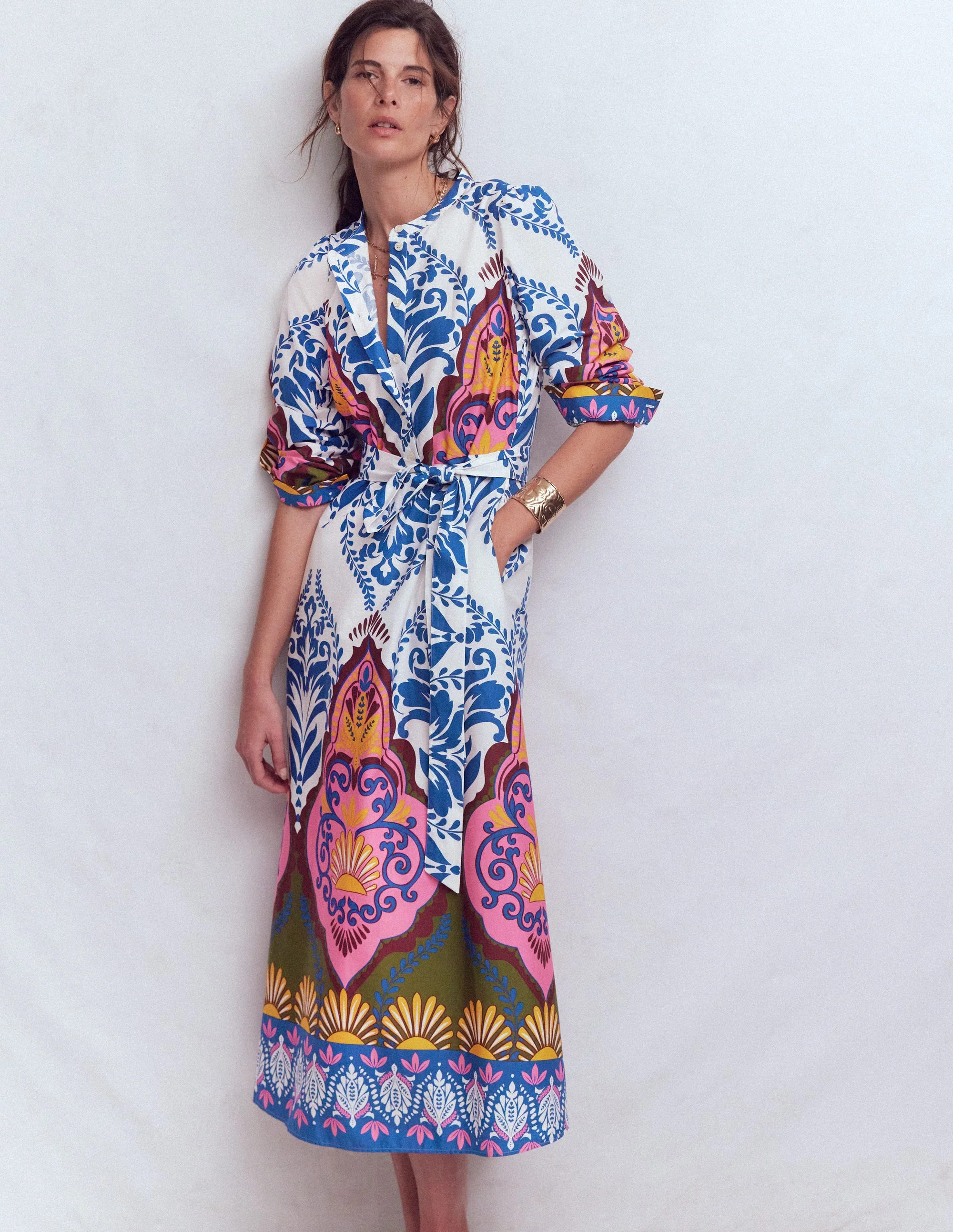 Ava Cotton Midi Dress-Multi, Ornamental Garden | Boden (US)