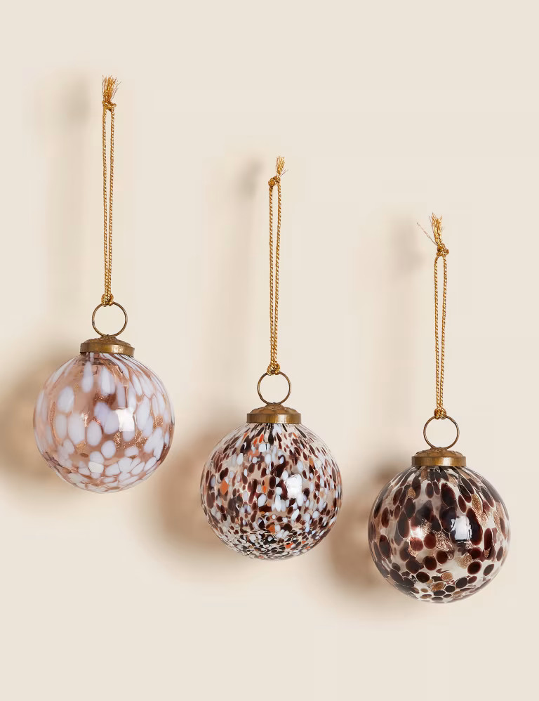 3pk Speckled Multicoloured Glass Baubles | Marks & Spencer (UK)