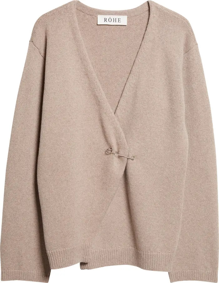 Safety Pin Off the Shoulder Wool & Cashmere Wrap Cardigan | Nordstrom