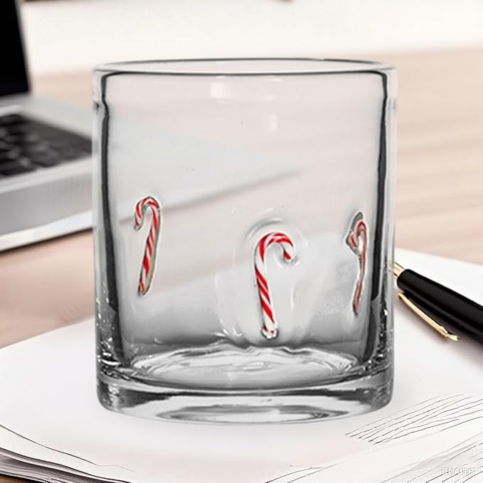 Christmas Juice Glasses,Slant Christmas Glasses Double Old Fashioned Handblown Cocktail Cup,3D Dr... | Amazon (US)