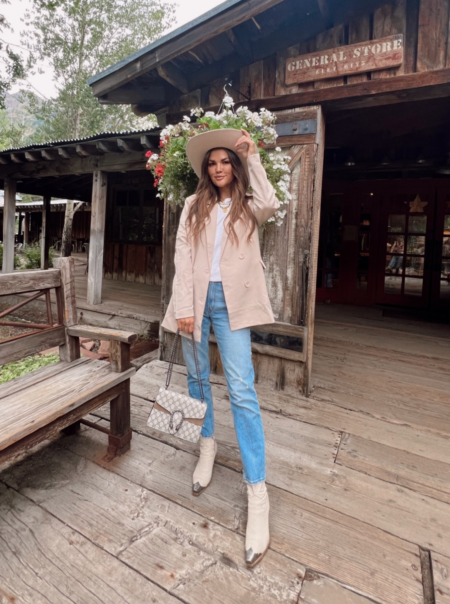 Blazer is Frankly collection 
Everything else is linked! 
- 
Gigi Pip Lane Hat
Brayden Western Boots 
Abercrombie Jeans 
Sequin Jewelry - Code: WildOne20





#LTKstyletip #LTKshoecrush #LTKitbag