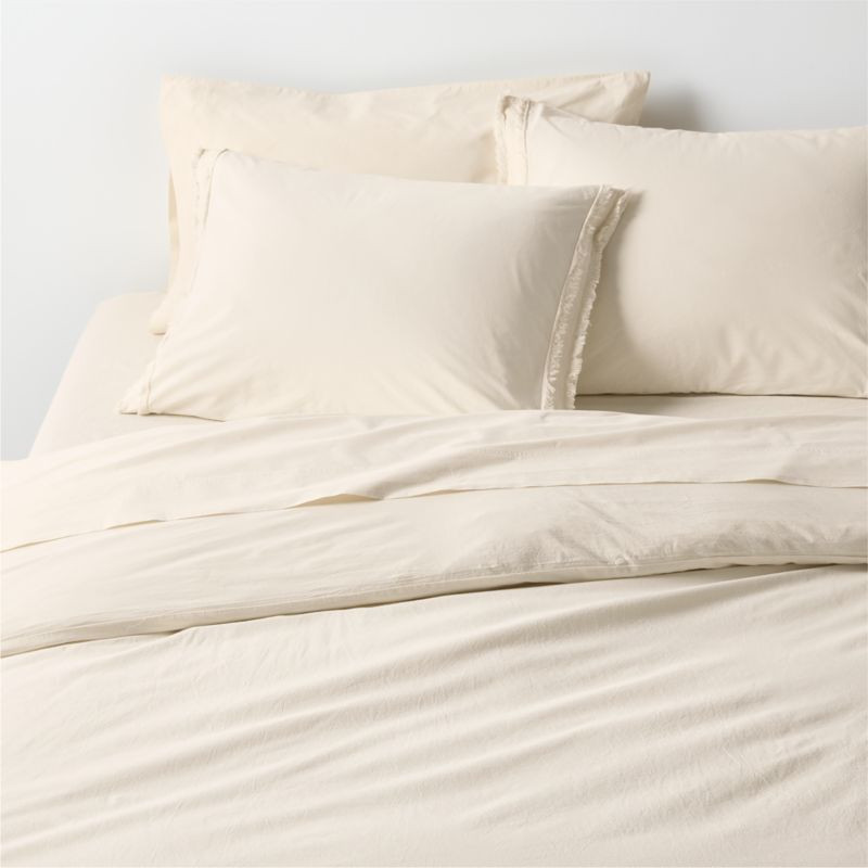 Favorite Washed Organic Cotton Undyed Eyelash King Duvet Cover | Crate & Barrel