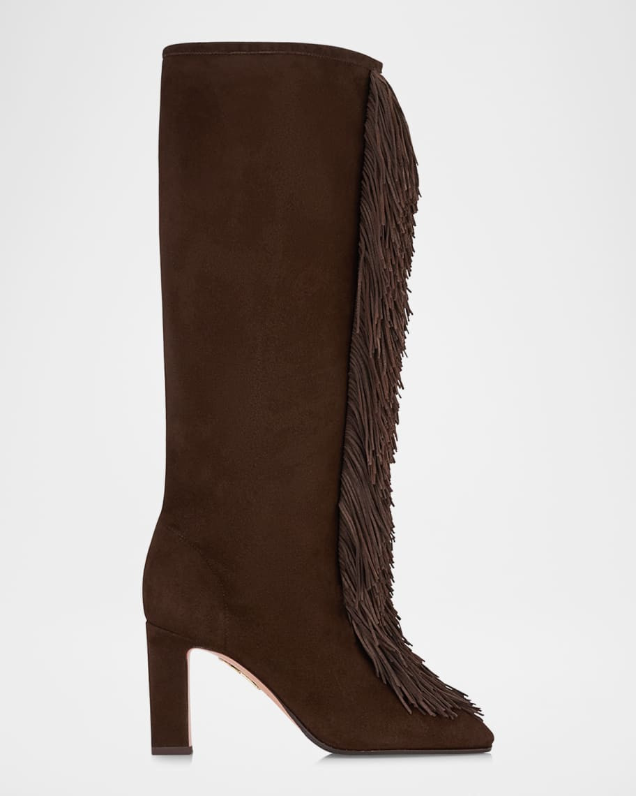 Aquazzura Gytane Fringe Suede Tall Boots | Neiman Marcus