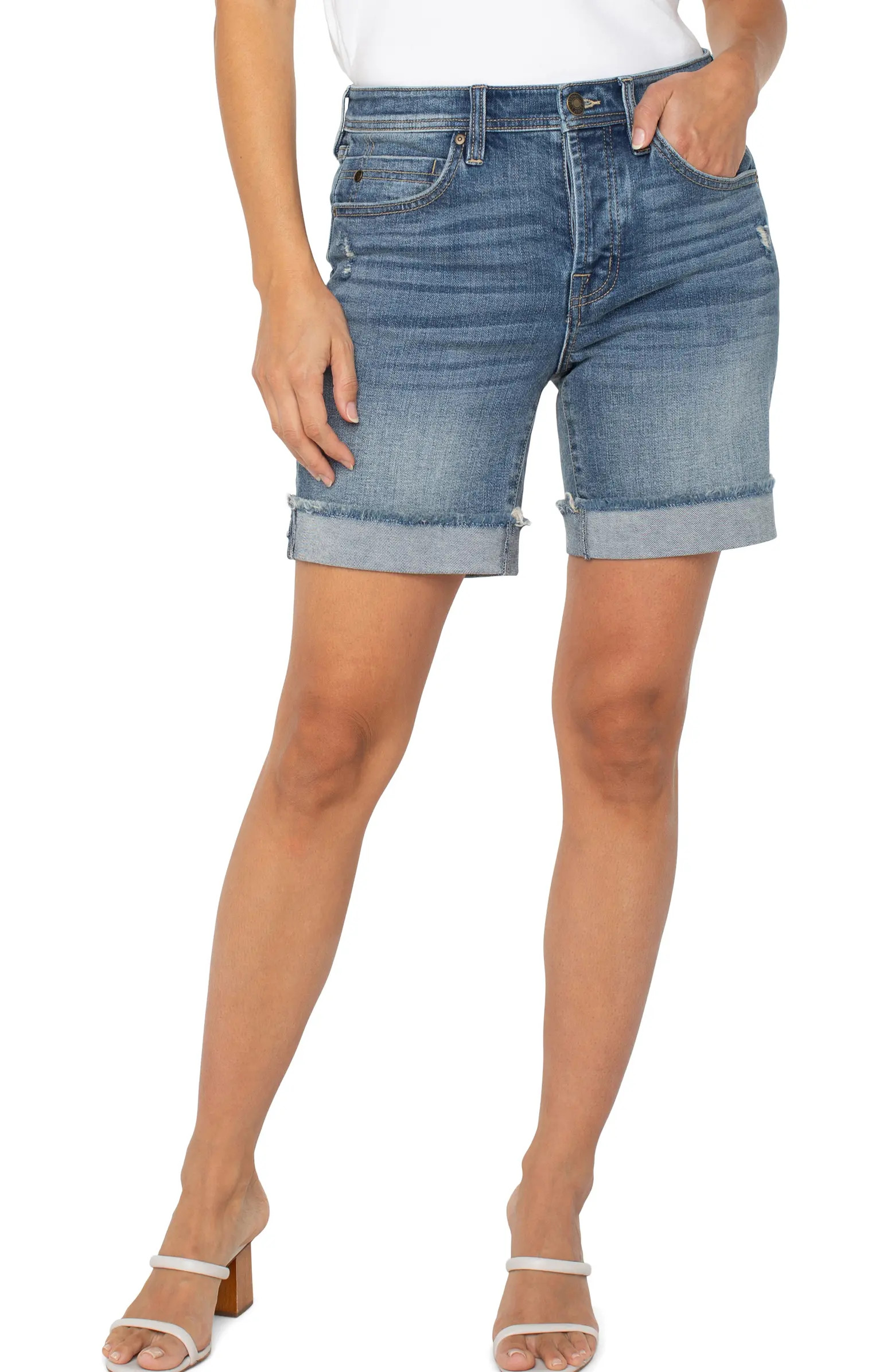 Liverpool Los Angeles The Keeper Frayed Boyfriend Denim Shorts | Nordstrom | Nordstrom