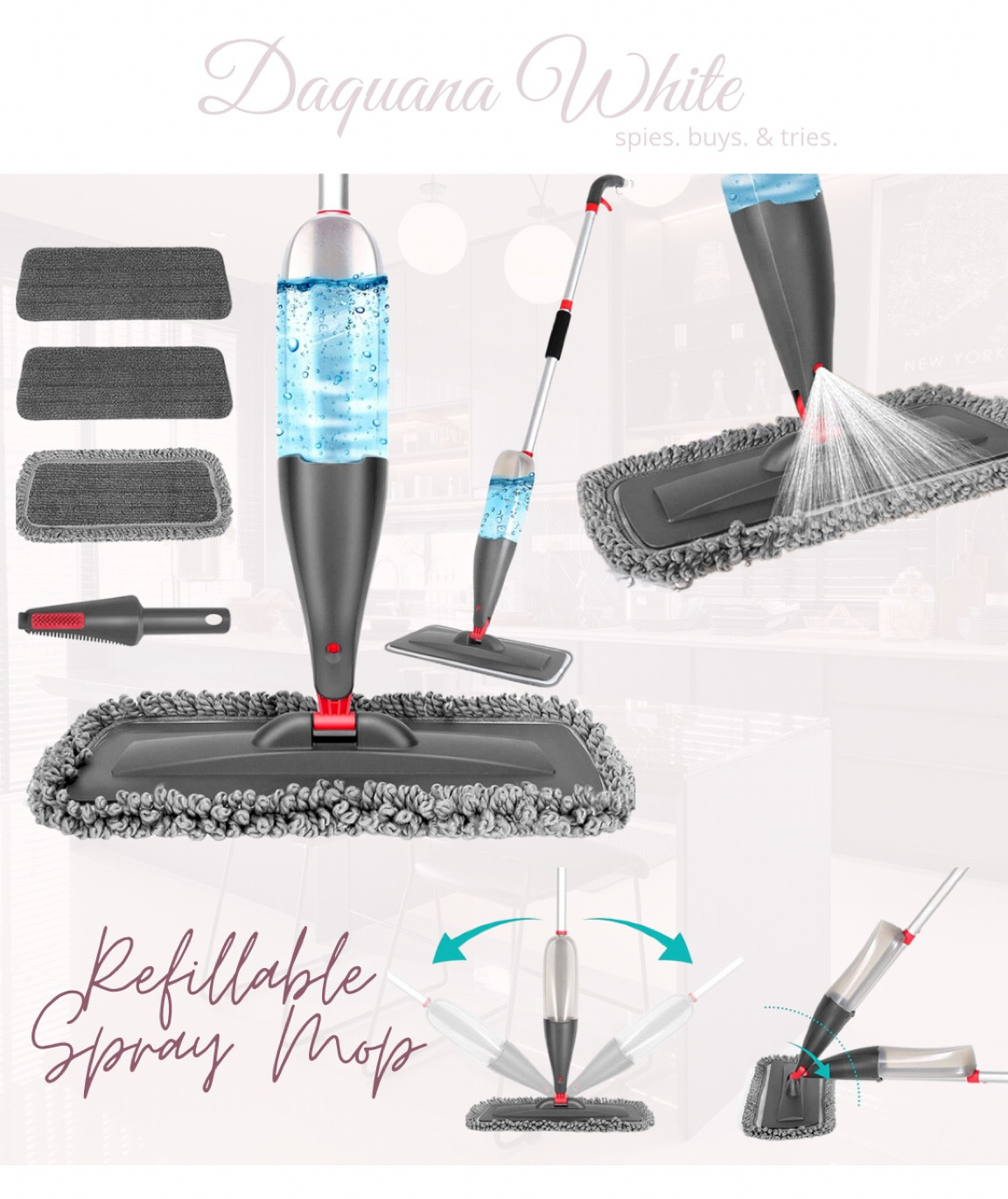 Refillable 360° Spray Mop (no batteries required). Thumbs up from me! Full video review on tiktok and instagram ✨

#LTKFind #LTKhome