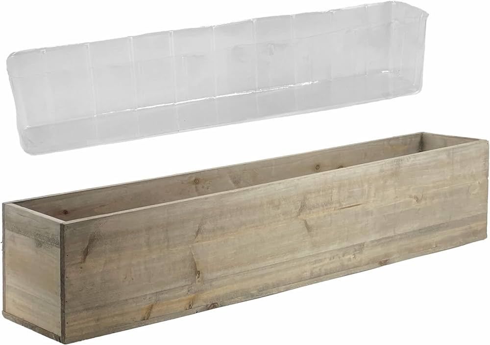 CYS EXCEL Rectangle Wood Planter Box with Removable Plastic Liner (H:6" Open:35"x6") | Multiple S... | Amazon (US)