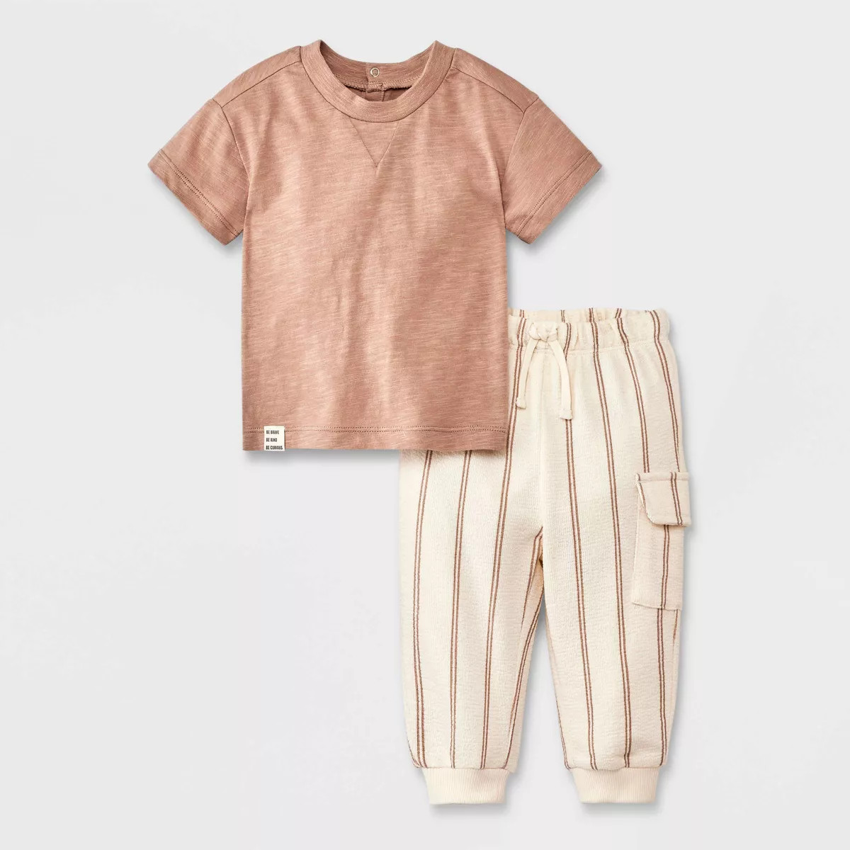 Grayson Mini Baby Boys' Striped Top & Bottom Set - Cream | Target