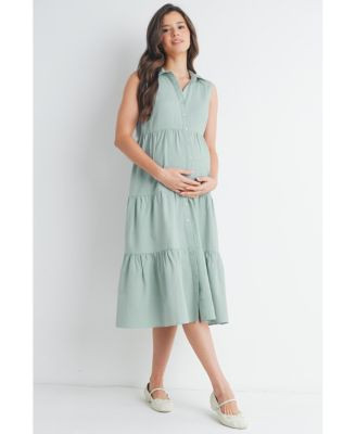 Hello Miz Maternity Nursing Button Front Sleeveless Shirt Dress - Macy's | Macy's