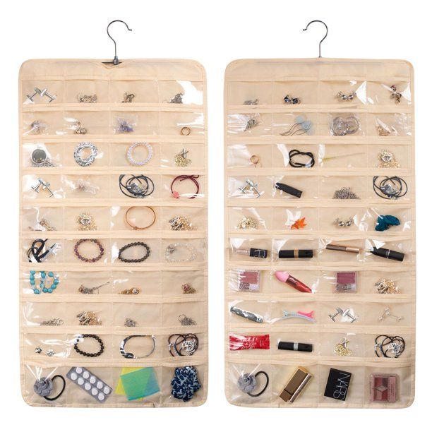 Zodaca Hanging Jewelry Organizer with 80 Pockets, Closet Accessory Storage Holder for Earrings, R... | Walmart (US)