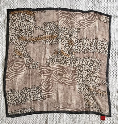 Vintage OSCAR DE LA RENTA SILK SCARF Leopard  Pattern Brown Square | eBay US