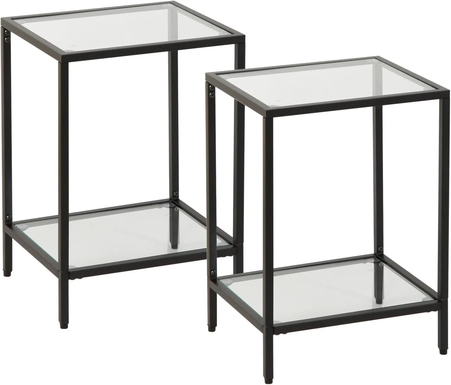 Modern 2-Tier Tempered Glass End Table - Stylish Black Metal Side Table for Small Spaces, Perfect... | Walmart (US)