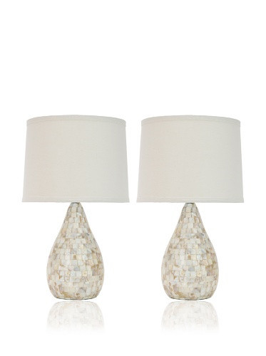 SAFAVIEH Lighting Collection – Lauralie Nautical Cream Capiz Shell Table Lamp, Set of 2, 21-Inch Bedroom Living Room Home Office Desk Nightstand Lamps, LED Bulbs Included (LIT4011A-SET2) | Amazon (US)